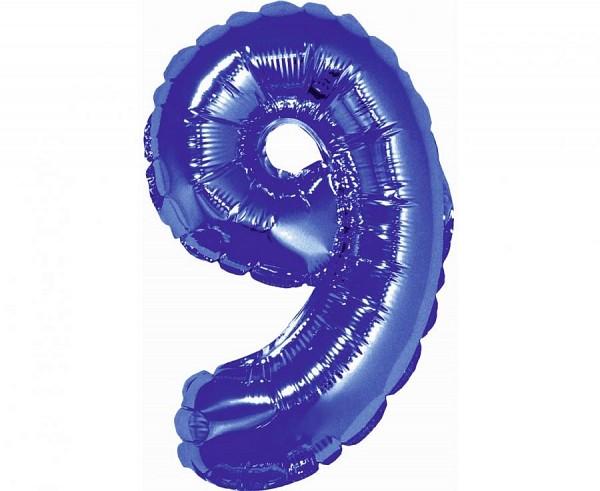 Number Blue, Blue number 9 mini foil balloon 35 cm
