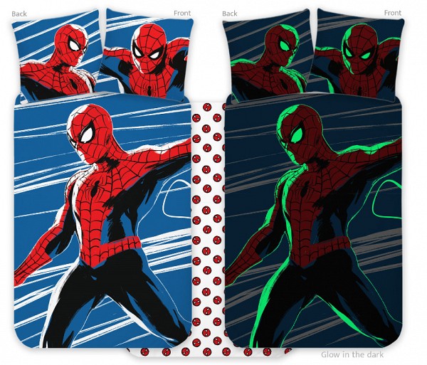 Spiderman glow-in-the-dark childrens nursery bedding set 100x135cm, 40x60cm
