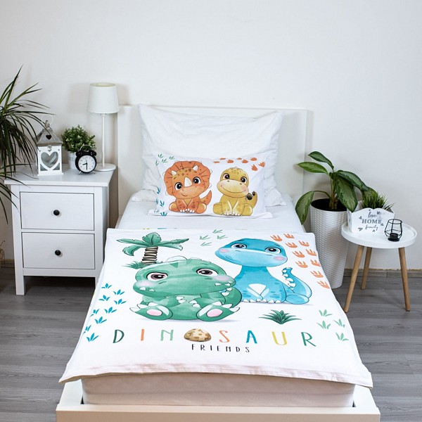 Dinosaur Friends childrens bedding set 100×135cm, 40×60 cm
