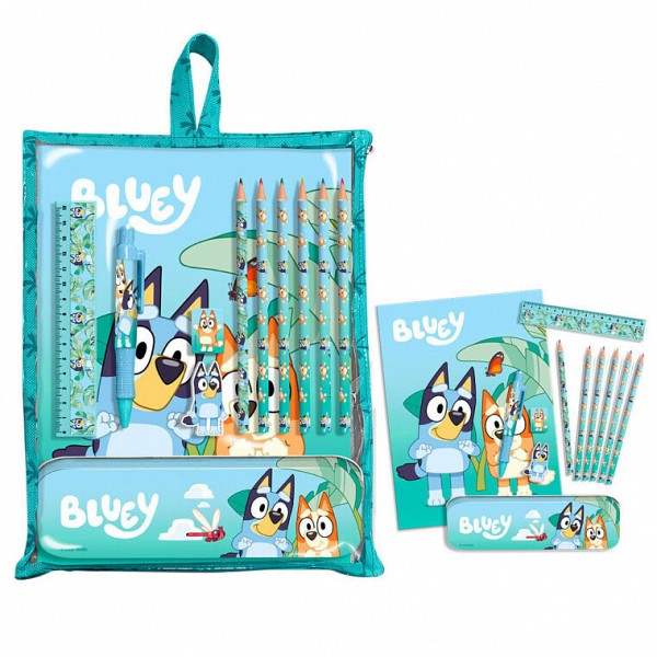 Bluey Life stationery set with holder