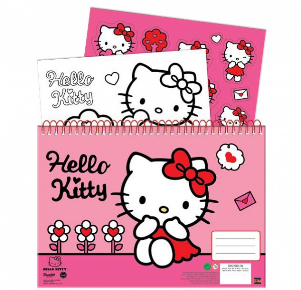 Hello Kitty Sweetheart A/4 spiral sketchbook with 40 sheets and stickers