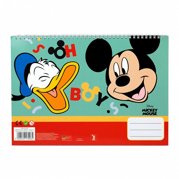Disney Mickey  Oh Boy A/4 spiral sketchbook with 40 sheets and stickers