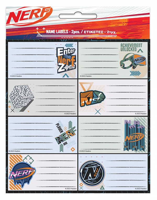 Nerf Player  16-piece notebook labels