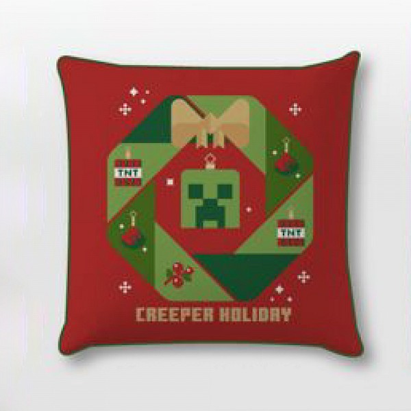 Minecraft Creeper Holiday Christmas Decorative Pillow Cover 40x40 cm Velvet