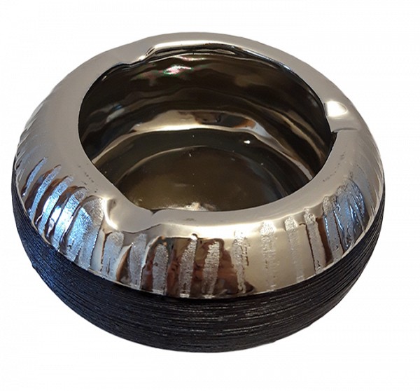 Τασάκι κεραμικό μαύρο/ασημί