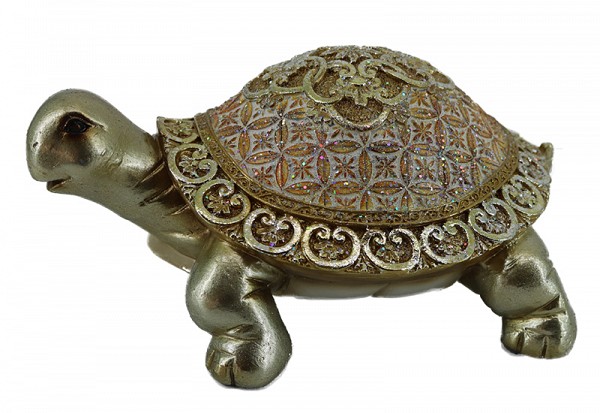 Διακοσμητική Χελώνα Polyresin Χρυσή/Σομόν 21x16x10εκ