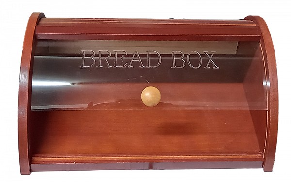 Ξύλινη Bread Ψωμιέρα Με Τζάμι Σε Κερασί / Cherry Χρώμα 35x27x15εκ