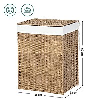 Songmics Καλάθι Απλύτων Μεταλλικό Πτυσσόμενο με Καπάκι 46x33x60cm Καφέ LCB51NL