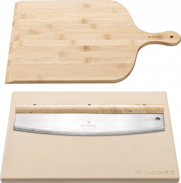 Navaris XL Set for Baking Πλάκα Ψησίματος Πίτσας με Πέτρινη Λεία Επιφάνεια 38x30x1.5εκ.