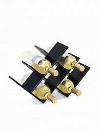 Navaris Επιτραπέζια Μπουκαλοθήκη Ξύλινη για 8 Μπουκάλια Μαύρη 43.5x10x29.5εκ. 54003.01