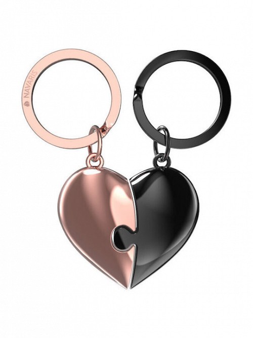 Navaris Cute Love Puzzle Keychain Μπρελόκ Κλειδιών - Rose Gold / Anthracite - 49565.81.73