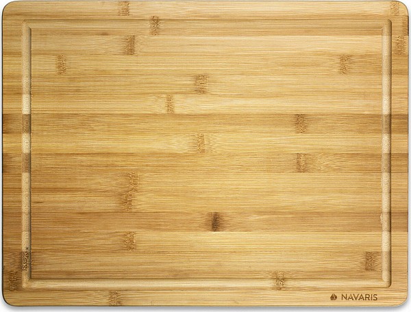 Navaris Natural Bamboo Wooden Chopping Board Ξύλινη Επιφάνεια Κοπής - 45 x 34 x 1.8 cm - Light Brown - 51502.01