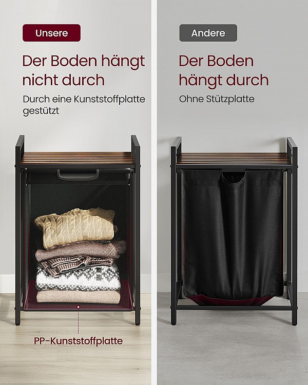 Vasagle Καλάθι Απλύτων Μεταλλικό 50x33x72cm Μαύρο BLH101B01