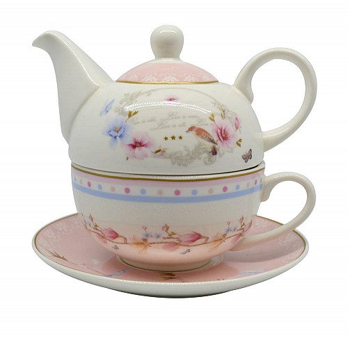 ΣΕΤ ΤΣΑΓΙΕΡΟ BONE CHINA ΡΟΖ ΛΟΥΛΟΥΔΙΑ 16x14εκ.ANKOR 240ml