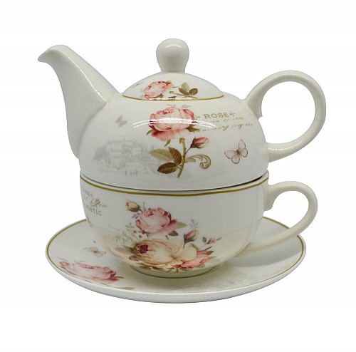 ΣΕΤ ΤΣΑΓΙΕΡΟ BONE CHINA ΣΟΜΟΝ ΤΡΙΑΝΤΑΦΥΛΛΟ 16x14εκ.ANKOR 240ml