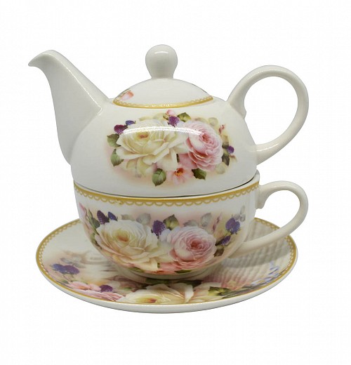 ΣΕΤ ΤΣΑΓΙΕΡΟ BONE CHINA ΤΡΙΑΝΤΑΦΥΛΛΑ 16x14εκ.ANKOR 240ml