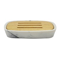 ΣΑΠΟΥΝΟΘΗΚΗ ΠΟΛΥΕΣΤΕΡΙΚΗ ΑΣΠΡΟ ΜΑΡΜΑΡΟ ΜΕ ΞΥΛΟ ΜΠΑΜΠΟΥ 11,3x7,3x2εκ.ANKOR