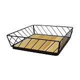 ΦΡΟΥΤΙΕΡΑ ΜΕΤΑΛΛΙΚΗ ΜΑΥΡΗ ΜΕ ΞΥΛΟ 28x28x7,6εκ. ANKOR