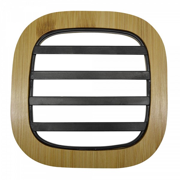 ΣΟΥΠΛΑ ΜΕΤΑΛΛΙΚΟ ΜΑΥΡΟ ΜΕ ΞΥΛΟ ΜΠΑΜΠΟΥ 17x17x1εκ.ANKOR