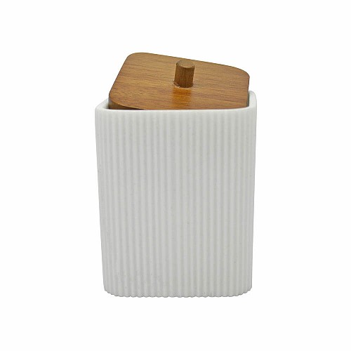 ΘΗΚΗ ΓΙΑ ΜΠΑΤΟΝΕΤΕΣ ΠΟΛΥΕΣΤΕΡΙΚΗ  ΑΣΠΡΗ ΜΕ ΞΥΛΟ ΑΚΑΚΙΑΣ 7,5x7,6x10εκ.ANKOR