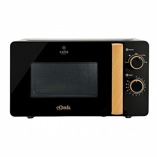ESTIA Φούρνος Μικροκυμάτων OAK 700W 20Lt με 5 Επίπεδα Ισχύος & Απόψυξη (Μαύρος)
