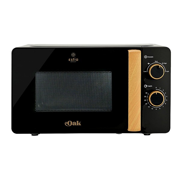ESTIA Φούρνος Μικροκυμάτων OAK 700W 20Lt με 5 Επίπεδα Ισχύος & Απόψυξη (Μαύρος)
