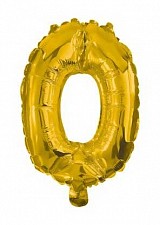 Number Gold, mini number 0 foil balloon 33 cm