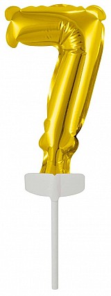 Number Gold, Number 7 foil balloon for cake 13 cm
