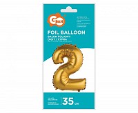 Number Gold Matt Gold number 2 mini foil balloon 35 cm