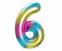 Number Rainbow Rainbow Number 6 Foil Balloon 85 cm
