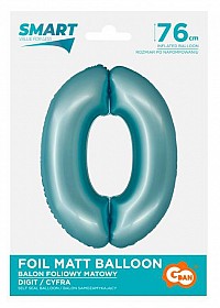 Number Light Blue Mat Blue 0 foil balloon 76 cm