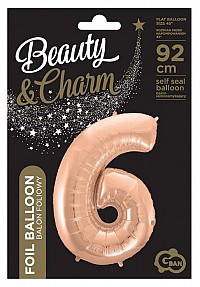 Number Rose Gold Number 6 foil balloon 92 cm