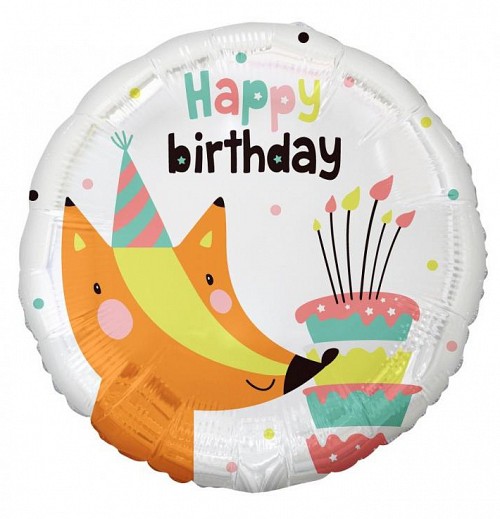 Happy Birthday Fox Fox Happy Birthday foil balloon 36 cm