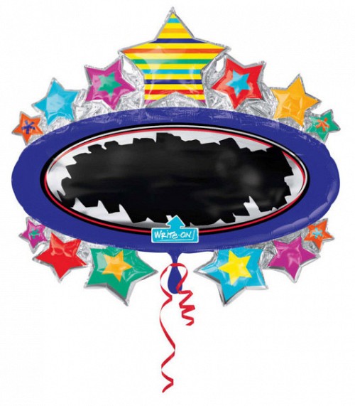 Colour Black Board Star foil balloon 78 cm