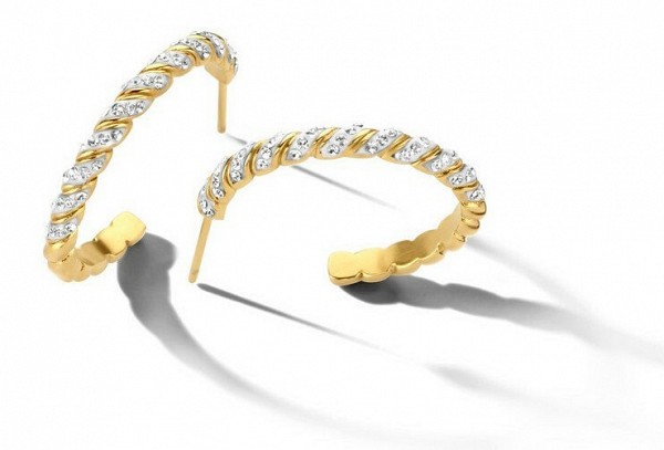 Victoria Gold-colored earrings with white stones