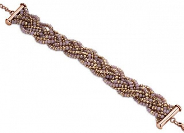 Victoria Pink beaded rose gold bracelet