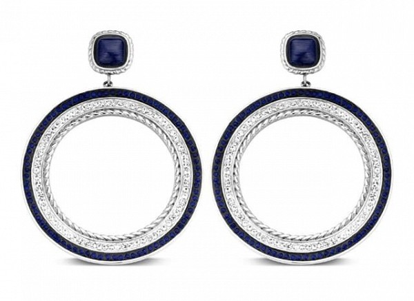 Victoria Silver-colored blue and white stone earrings