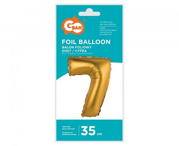 Number Gold Matt Gold 7 Mini Number Foil Balloon 35 cm