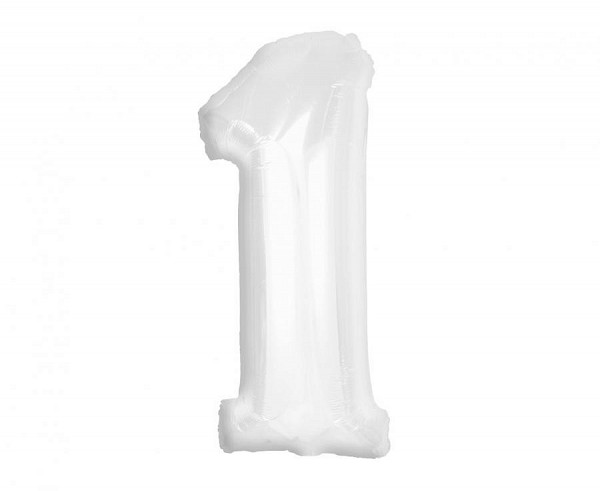 Number B&C White White number 1 foil balloon 92 cm