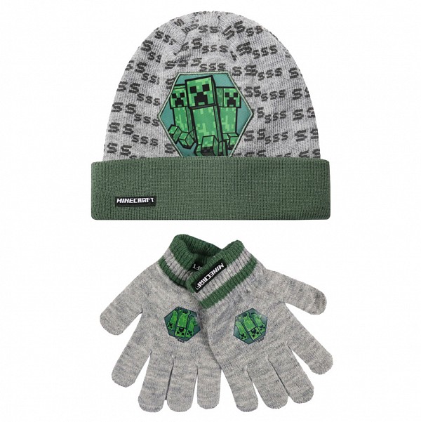 Minecraft Build childrens hat + glove set 54-56 cm