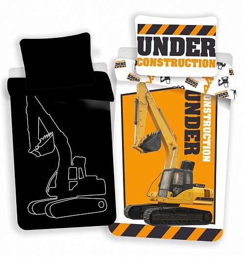 Construction Glow in the Dark Bedding Set 140x200cm, 70x90 cm