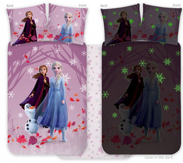 Disney Frozen Purple glow in the dark toddler duvet cover 100x135cm, 40x60cm