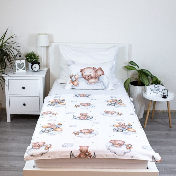 Bear Plane, Childrens Bedding Set 100×135cm, 40×60 cm