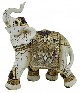 Διακοσμητικό Ελεφαντάκι Πολυεστερικό Εκρού/Χρυσό 11x5x13.5εκ.