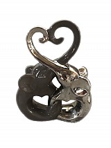 Διακοσμητικά Κεραμικά Ελεφαντάκια Καρδιά Ασημί 20X8.2X25.3εκ.