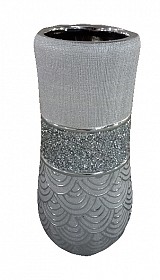 Κεραμικό Διακοσμητικό Βάζο Ζαχαρί/Ασημί  H2771M-DJ18C