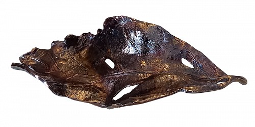 Διακοσμητική μεταλλική πιατέλα φύλλο μπρονζέ  50x23εκ.