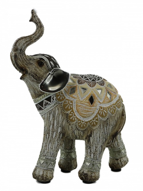 Διακοσμητικό Polyresin Ελέφαντας Σομόν/Γκρι  11.5x4.5x14εκ