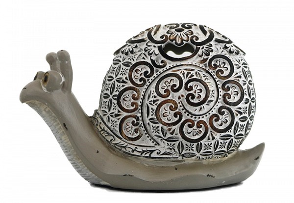 Διακοσμητικό Σαλιγκάρι Polyresin  Ασημί/Εκρού 13x7x9εκ