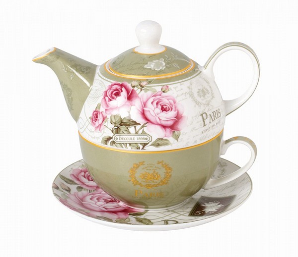 Σετ Φλιτζάνι Τσαγιού Με Τσαγιέρα Και Πιατάκι Πορσελάνης 3τεμ. Floral Paris Roses Μ33460-6 LM